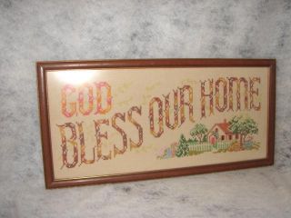 Antique Cross Stitched Sampler - God Bless Our Home photo