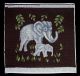 Antique Figural Needlepoint Petit Point Animals Mother Baby African Elephants Tapestries photo 1