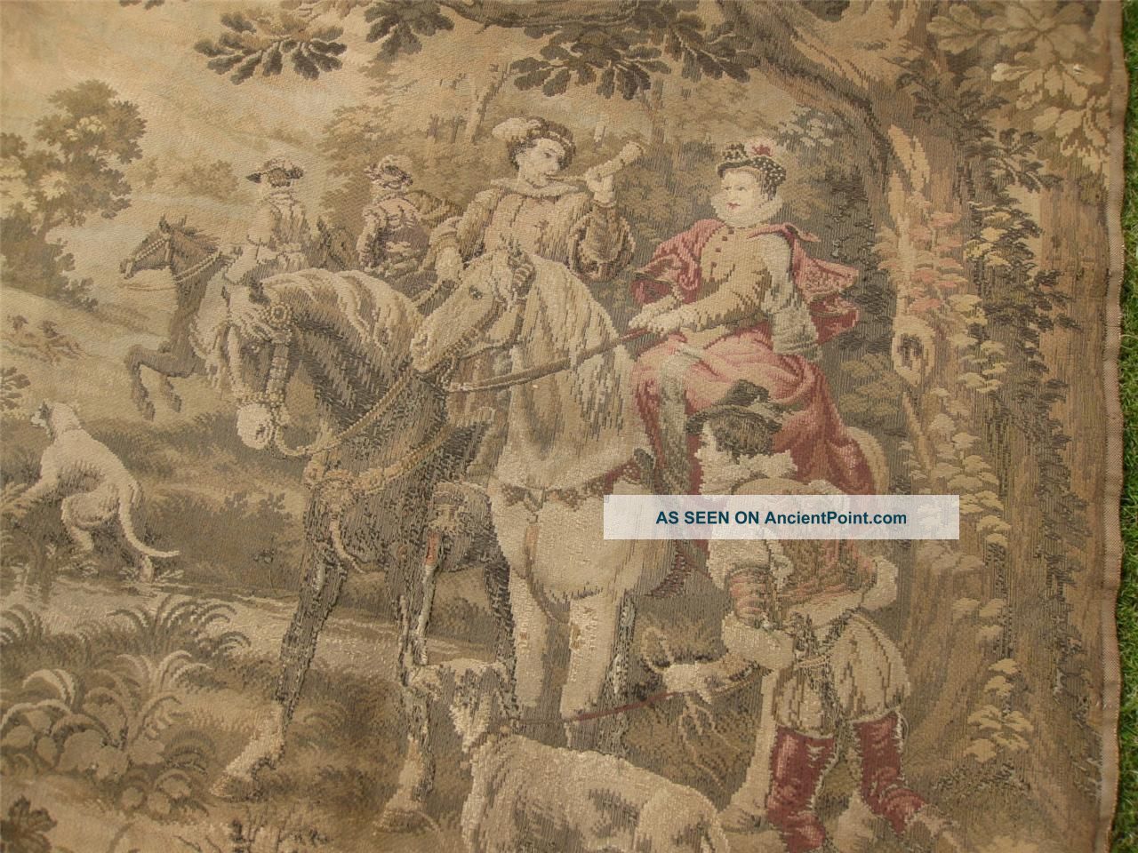 A Large Antique French Wool Tapestry After Cesare Auguste Detti Tapestries photo