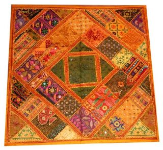 Indian Gujrati Banzara Beds Zari Mirror Worked Wall,  Table Tapstry Throw 40 