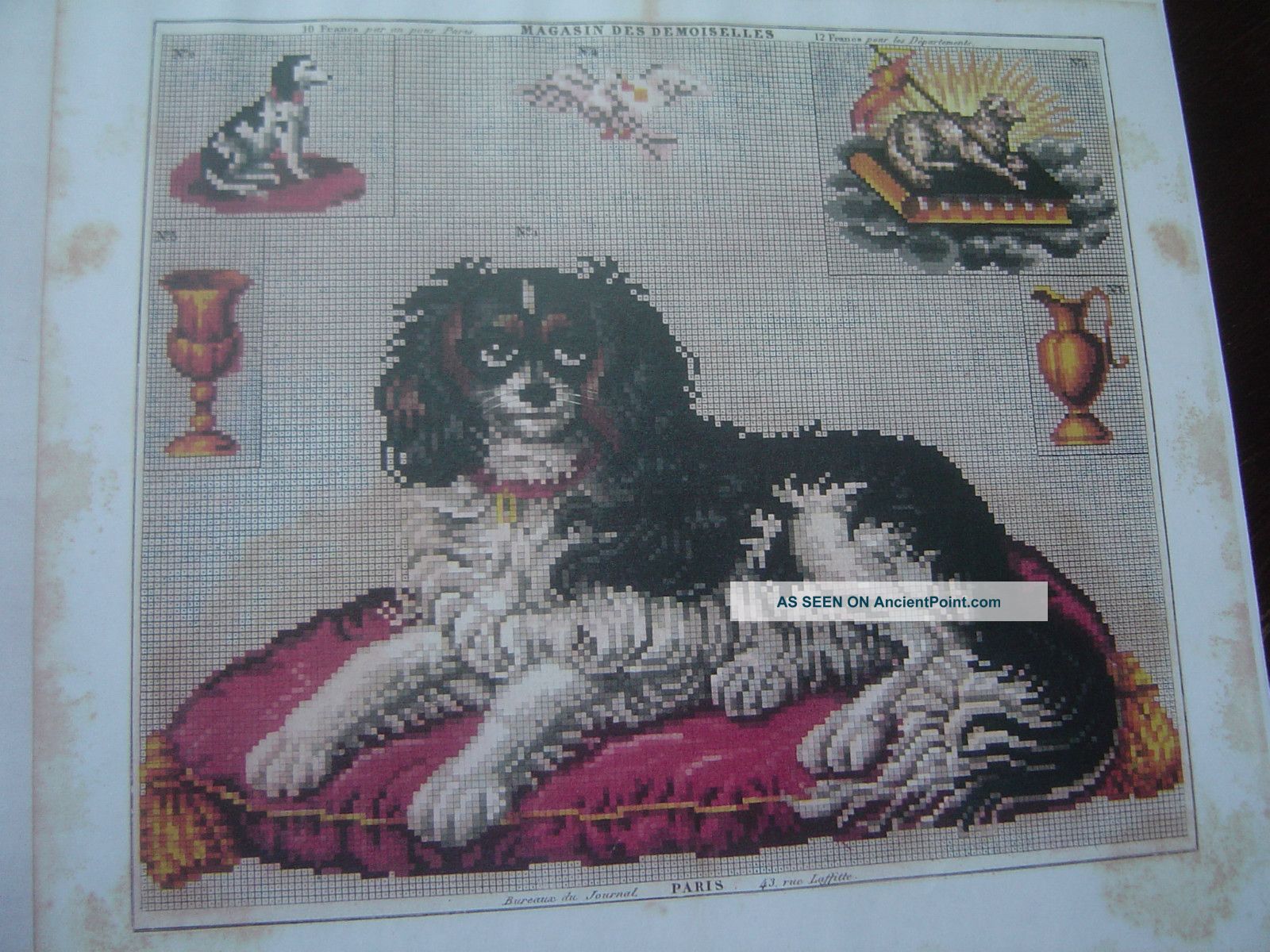 Antique Original1850 ' S Magasin Des Demoiselles Petit Point Pattern Tapestries photo