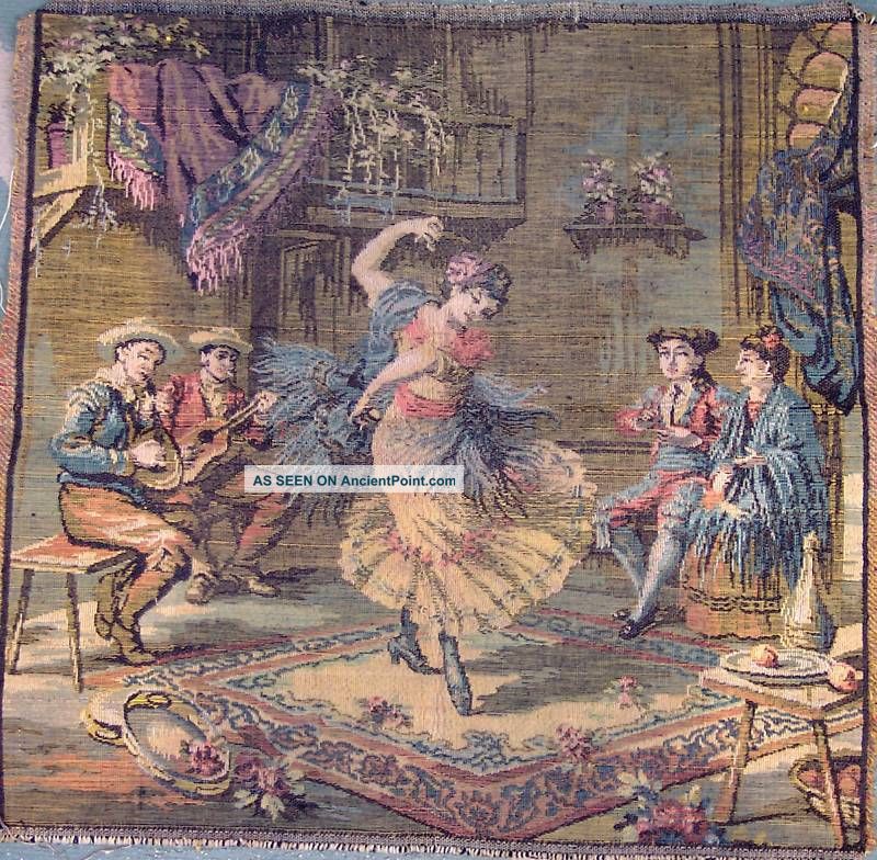 Vintage Antique Woven Art Tapestry Scene Wall Hanging Tapestries photo