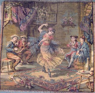 Vintage Antique Woven Art Tapestry Scene Wall Hanging photo