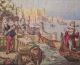 Antique/vintage Belgian Woven Tapestry Venice Quay Victorian Scene 40.  5 