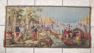 Antique/vintage Belgian Woven Tapestry Venice Quay Victorian Scene 40.  5 