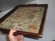 Antique Flower Needlework Tapestry Glass & Wood Tray Nr Tapestries photo 10