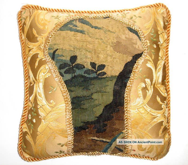 A Pillow With Antique Verdure Tapestry Tapestries photo