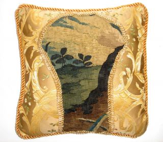 A Pillow With Antique Verdure Tapestry photo