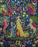 Antique Vintage Completely Needlepoint Medieval Scene Indigo Tapestry Tapestries photo 2