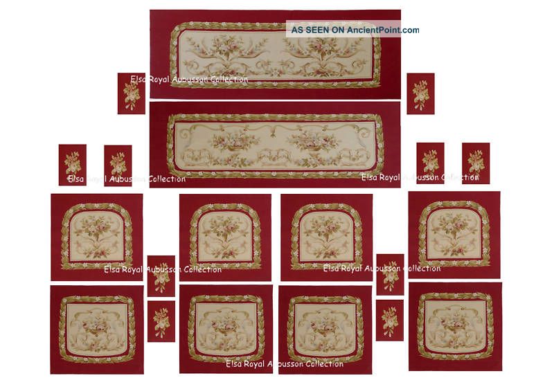 20pcs Handwoven French Aubusson Upholstery Salon Suit Tapestries photo