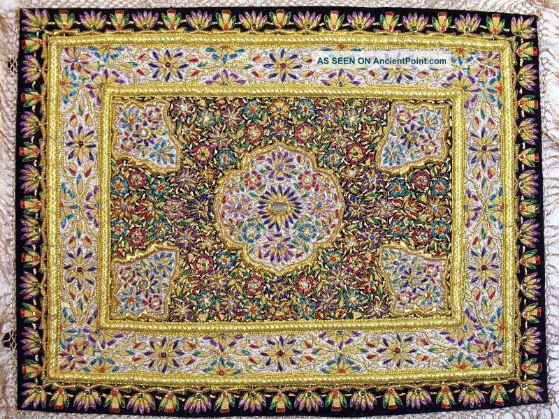 Handmade Precious Jewel Carpet Zardozi Wall Hanging Tapestries photo