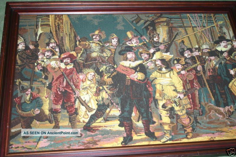 A Large Fine Handmade Needle Work From The Night Watch Tapestries photo