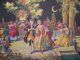 Antique/vintage Belgian Woven Tapestry Victorian Scene In The Night Garden 56x20 Tapestries photo 1
