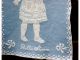 Old Blue Tapestry Antique Doll Picture Dollie Sevens Tapestries photo 4