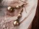 Champagne Debut Pearls Vintage Antique Shabby Topaz Crystal Handmade Earrings Tapestries photo 6
