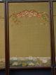 Antique Wood Three - Fold Screen With Floral Needle Work,  Swan Family Tapestries photo 3