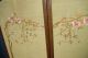 Antique Wood Three - Fold Screen With Floral Needle Work,  Swan Family Tapestries photo 6