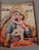 Antique Petit Point Needlepoint Tapestry Blessed Virgin Mary Jesus Madonna 1850s Tapestries photo 2