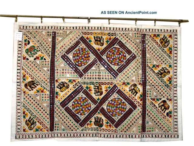 Vintage Sari Mirror Wall Hanging Embroidered Tapestry Throw Home Decor Tapestries photo