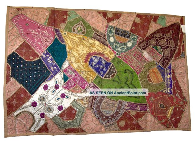 Home Decorative Large Wall Hanging Vintage Beaded Sari Tapestry Throw 60x40 Inch Tapestries photo