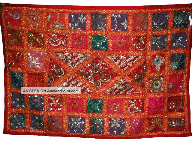 Indian Heavy Beaded Wall Hanging Tapestry Throw Multi - Color Table Runner 60 X 40 Tapestries photo