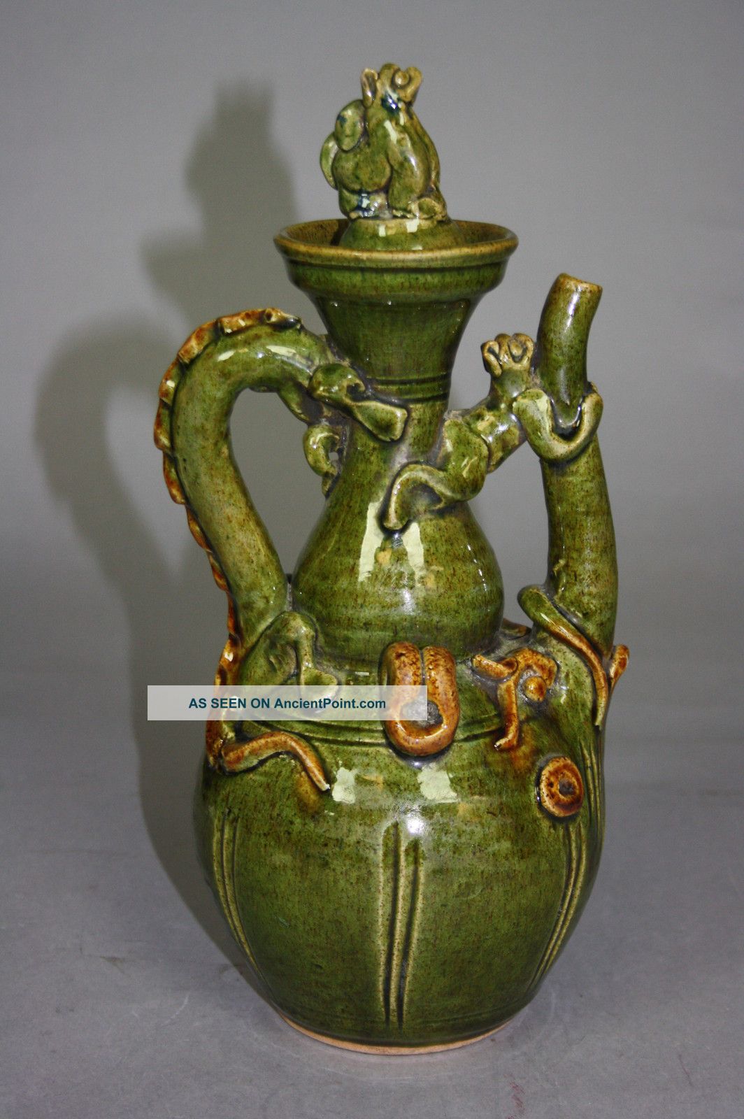 13th – 14th Century Chinese Celadon - Glazed Porcelain Wine Vase (hu) Vases photo