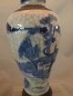 Chinese Porcelain Crackle Glaze Vase With Blue Landscape Decor 19thc Porcelain photo 4