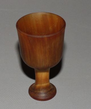 Chinese Hand Carved Yellow Ox - Horn Wineglass photo