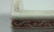 Old Chinese Porcelain Iron Red Rectangular Brush Pot & Carved Wood Stand Brush Pots photo 9