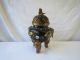 Chinese Cloisonne Enamel Rare Footed Foo Dog & Dragon Incense Burner Vase Nr Incense Burners photo 4