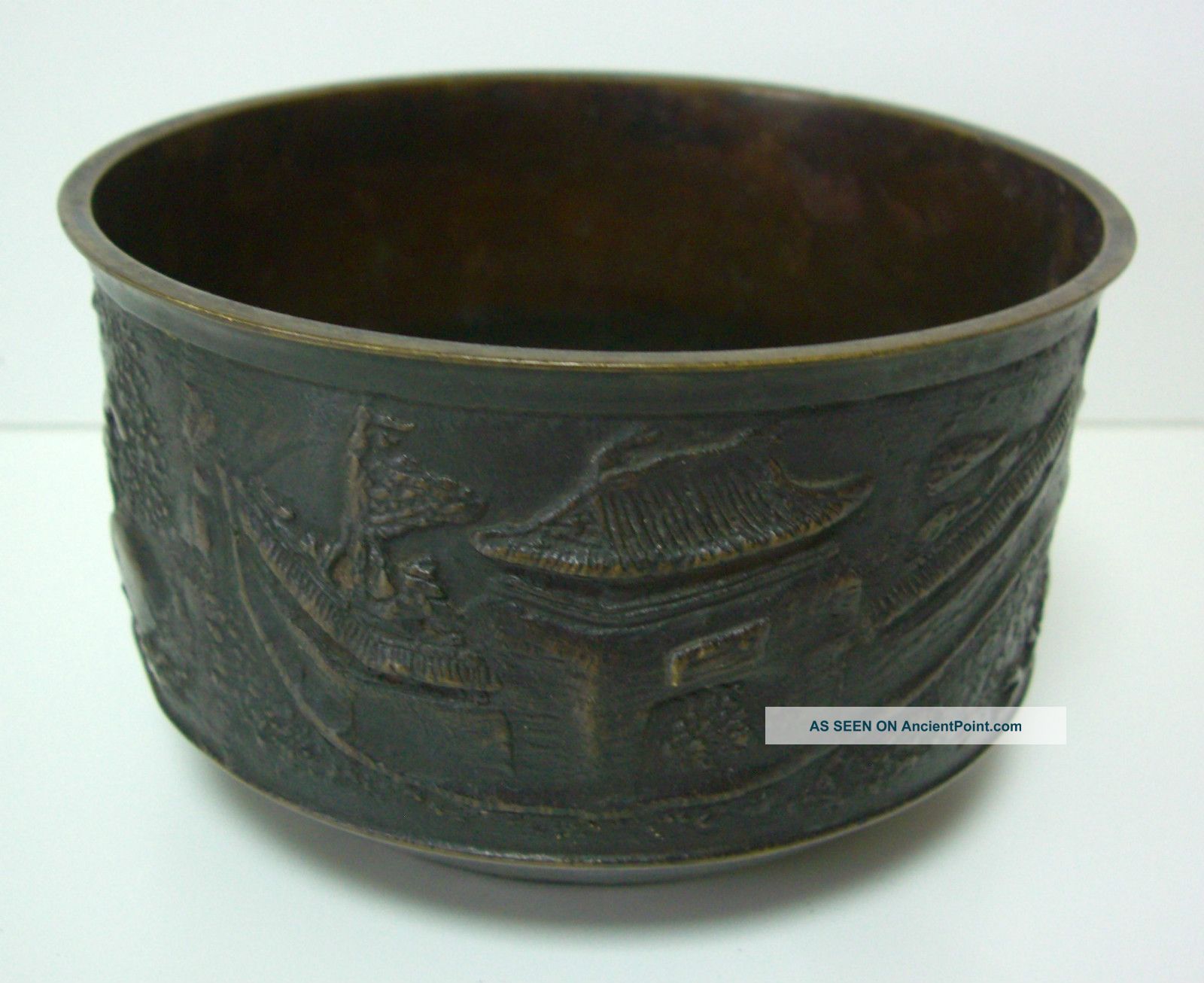 Antique Japanese Tea Ceremony Kensui Bowl,  Heavy Bronze,  Taisho Era Other photo