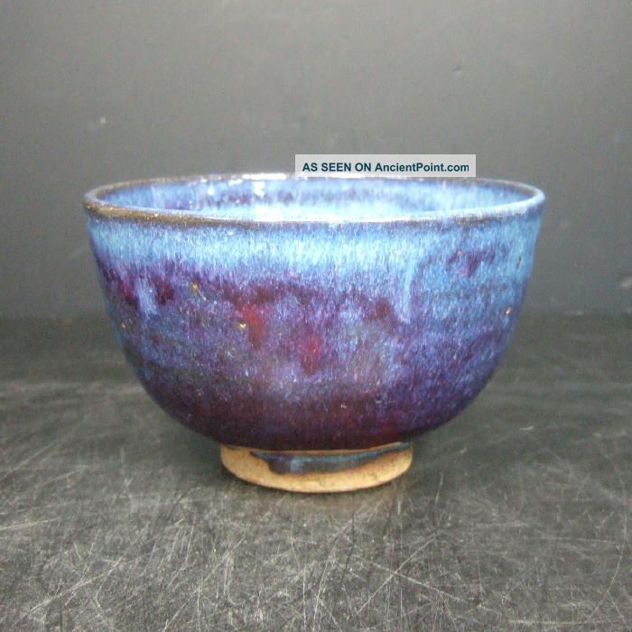 F072: Chinese Blue Glazed Porcelain Ware Bowl With Popular Kinyo Style Vases photo