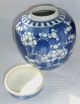 Antique Qing Dynasty Chinese Porcelain Blue & White Prunus Ginger Jar + Lid Vases photo 3
