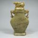 Vintage Hand Carved Natural Chinese Hetian Jade Low Relief Foo Dog Vase Vases photo 1