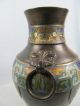19thc Japanese Champleve Bronze Baluster Vase Ring Handles Vases photo 2