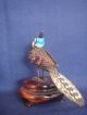 Antique Chinese Silver Enamel Filigree Bird Figurine W/ Gemstone & Pedestal Birds photo 10