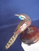 Antique Chinese Silver Enamel Filigree Bird Figurine W/ Gemstone & Pedestal Birds photo 4