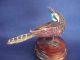 Antique Chinese Silver Enamel Filigree Bird Figurine W/ Gemstone & Pedestal Birds photo 7
