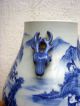 Antique Late Qing Dyn 19c Early 20c Chinese Asian Large Blue White Deer Va Se Vases photo 6