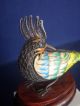 Antique Chinese Silver Enamel Filigree Bird Figurine Sapphire Eye Wood Pedestal Birds photo 1