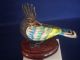Antique Chinese Silver Enamel Filigree Bird Figurine Sapphire Eye Wood Pedestal Birds photo 3