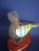Antique Chinese Silver Enamel Filigree Bird Figurine Sapphire Eye Wood Pedestal Birds photo 8
