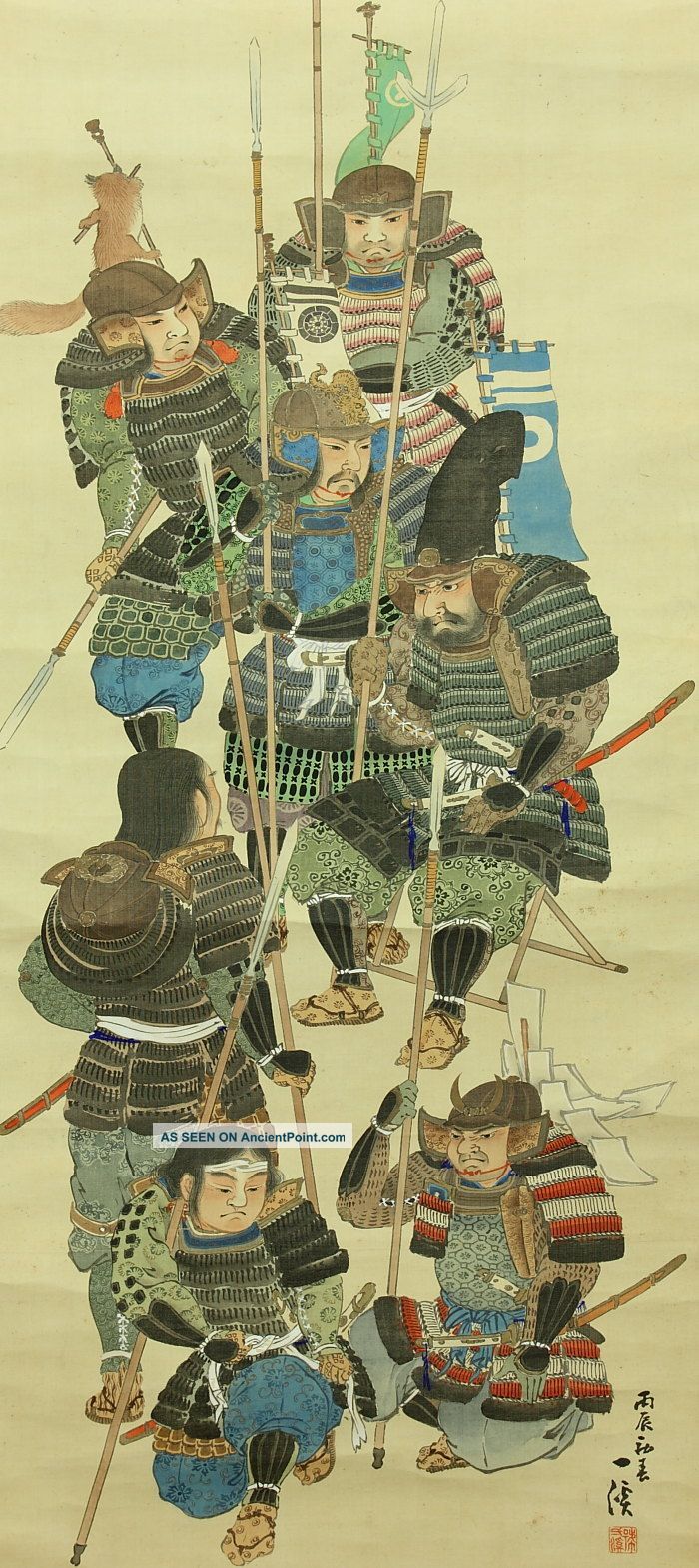 Jiku722 Js Japan Scroll 7 Samurai Of Shizugatake Paintings & Scrolls photo