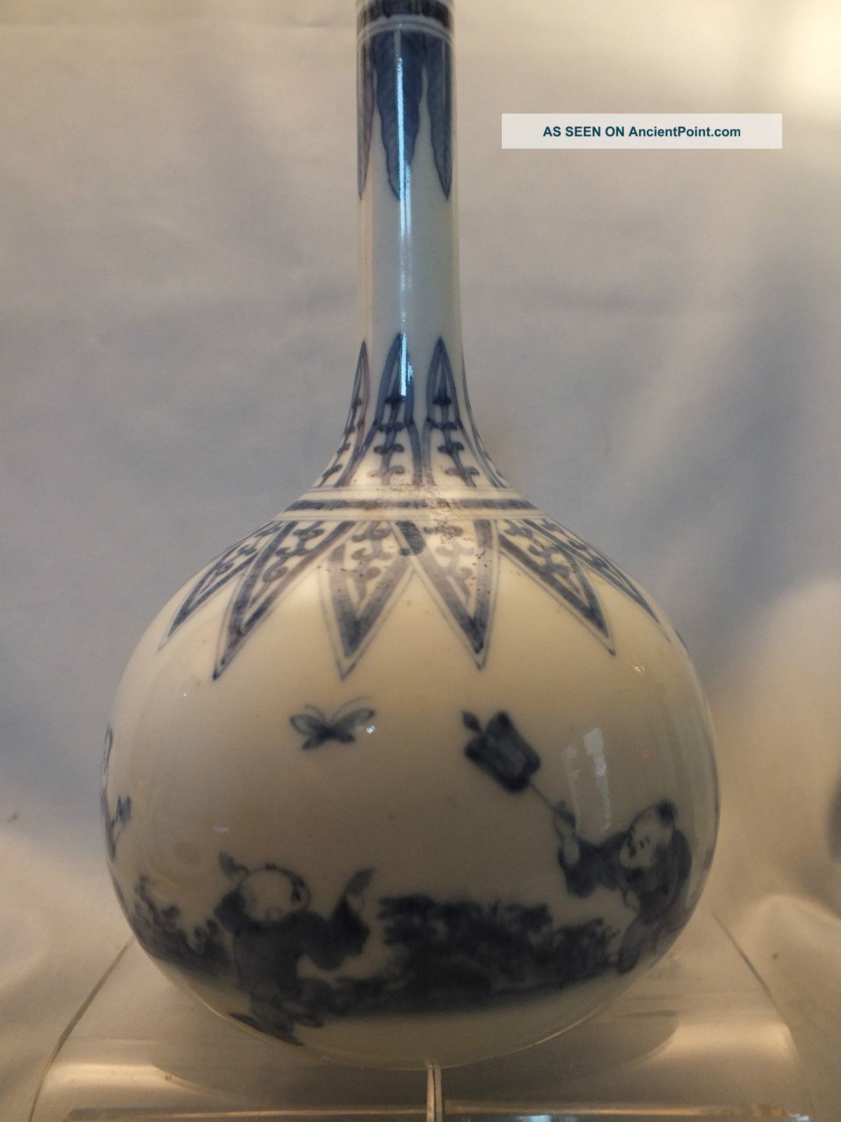 Japanese Porcelain Vase With Very Fine Underglaze Blue Decor Of Boys 19thc Porcelain photo