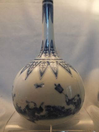 Japanese Porcelain Vase With Very Fine Underglaze Blue Decor Of Boys 19thc photo