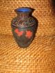 Vintage Chinese,  Enamel And Red Cinnabar Vase.  Black Lacquer Interior Vases photo 8