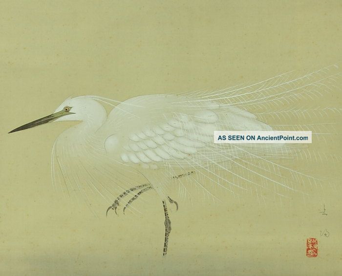 Jiku669 Jc Japan Scroll White Heron Paintings & Scrolls photo