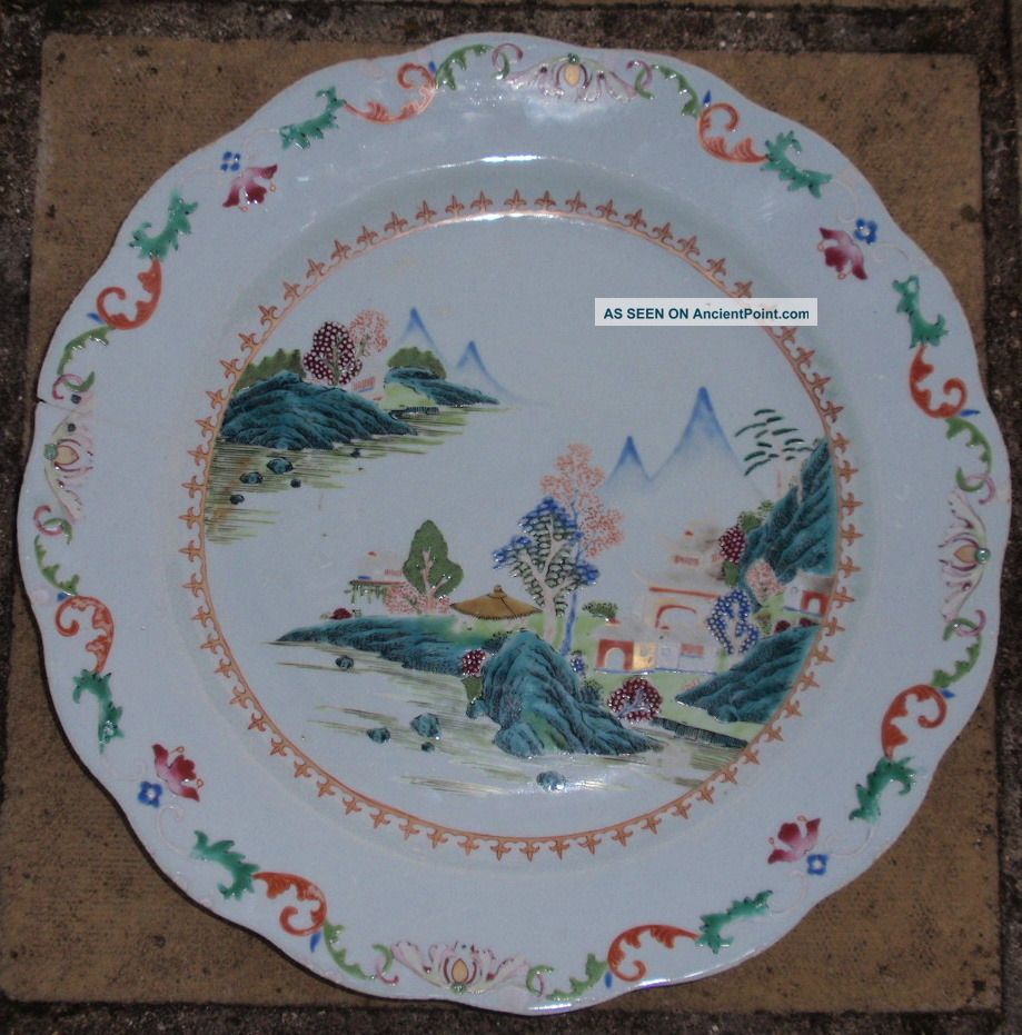 A Large Chinese Qianlong (1736 - 1795) Famille Rose Dish. Porcelain photo