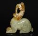 Ancient China Old Hetian Jade Hand - Carved Statue (long Head Beast) Other photo 1