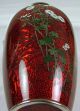 Japanese Akasuke Pigeon ' S Blood Cloisonne Foil Silver Mounts Signed Vase Vases photo 4